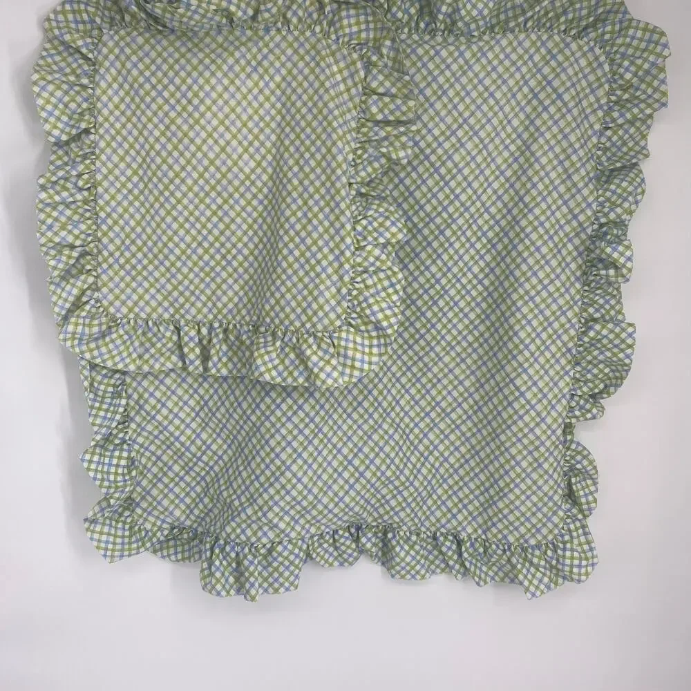 Laura Ashley  Pillowcase European & 13 x 13‎ Blue & Green Plaid Country